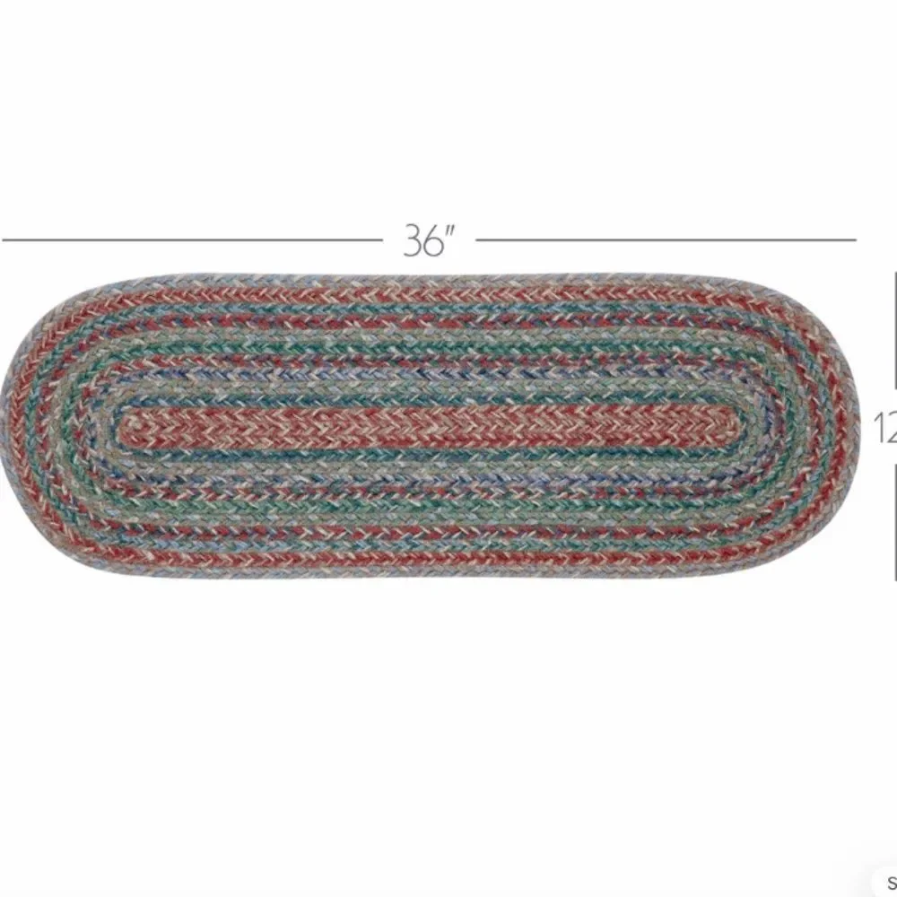 Farmhouse Jute Braided Oval Table Runner Multi Color Country Shabby Cottagecore